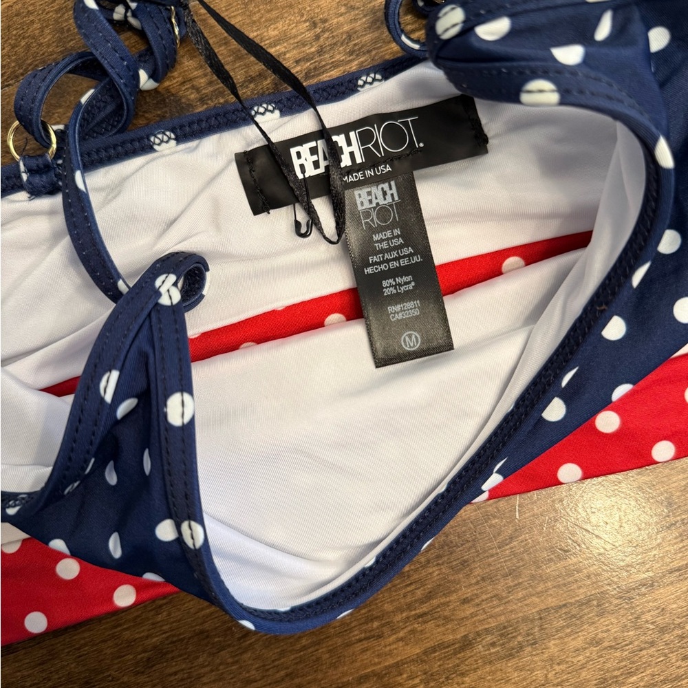 Beach Riot Women's Polka Dot Two-Piece Bikini in Navy/White/Red - Picture 5 of 5